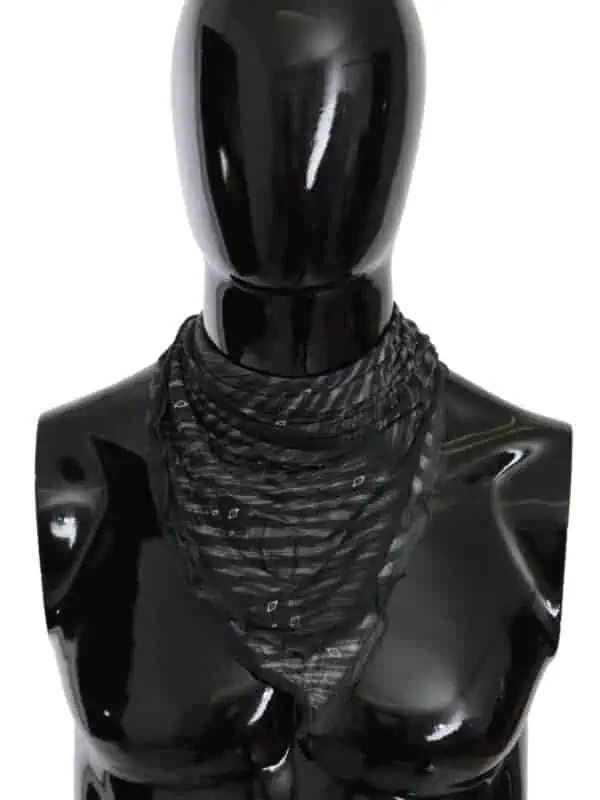 Costume National Black Gray Viscose Foulard Branded Scarf