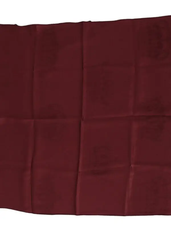 Dolce & Gabbana Maroon Silk Crown Square Wrap Handkerchief Scarf