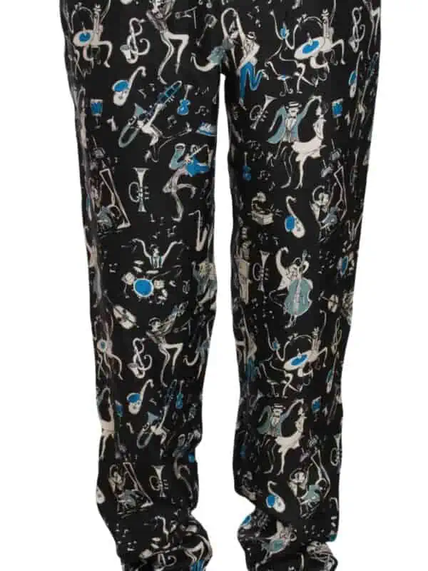 Dolce & Gabbana Black Musical Instrument Sleepwear Pants