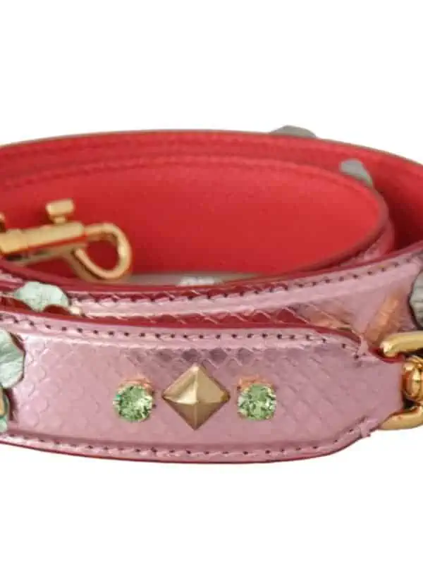 Dolce & Gabbana Metallic Pink Leather Studded Shoulder Strap