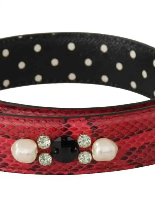 Dolce & Gabbana Red Python Leather Crystals Reversible Shoulder Strap