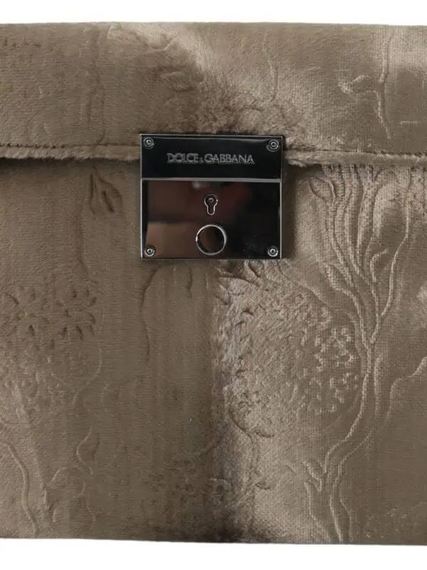 Dolce & Gabbana Beige Velvet Floral Leather Men Document Briefcase