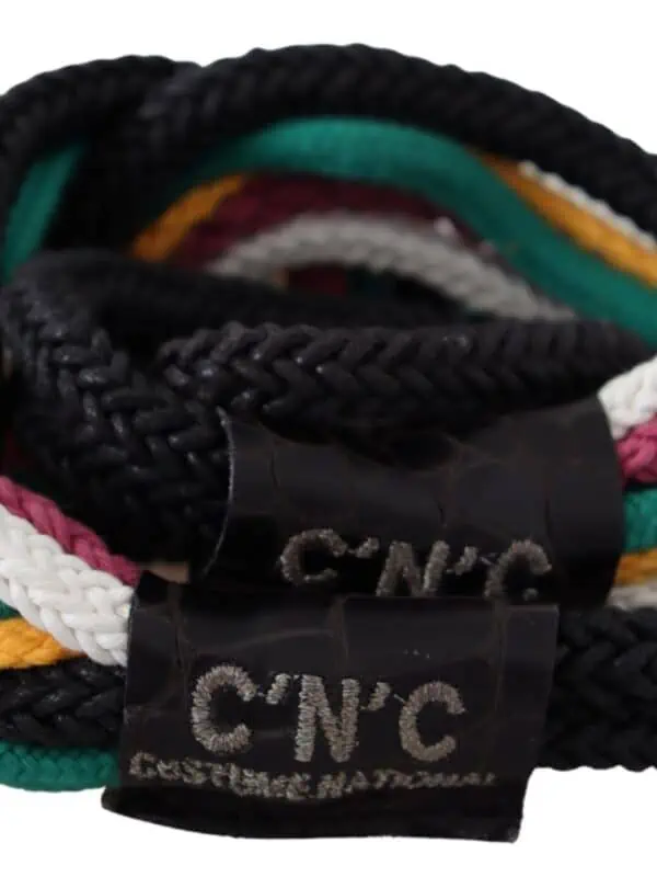 Costume National Multicolor Rope Leather Rustic Hook Buckle Belt