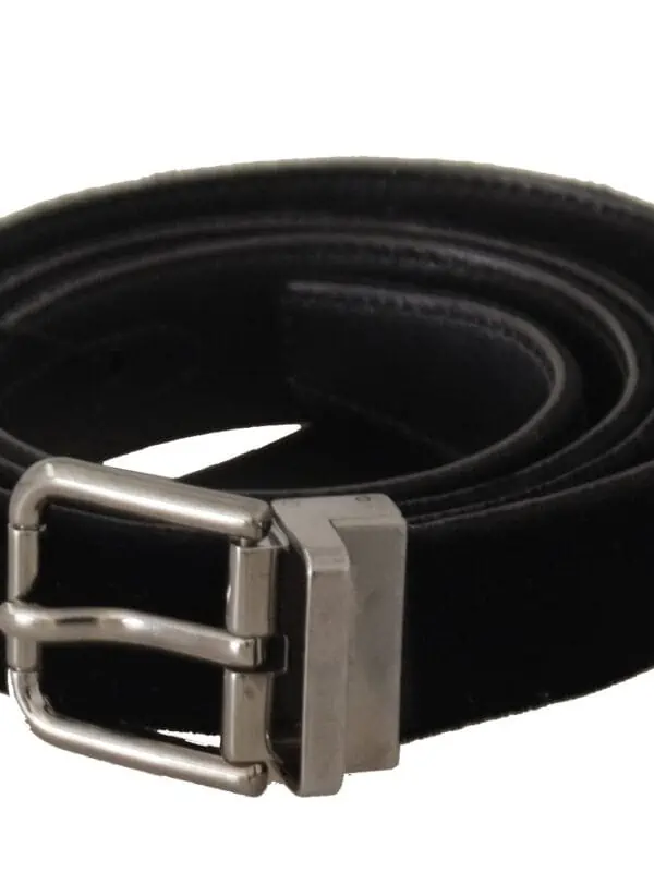 Dolce & Gabbana Black Cotton Silver Tone Metal Buckle Belt