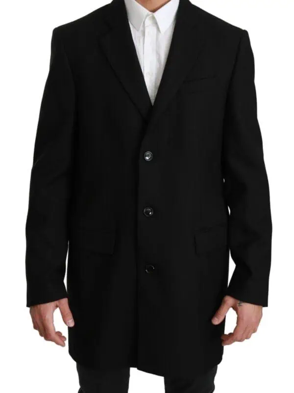 Dolce & Gabbana Black 100% Wool Jacket Coat Blazer