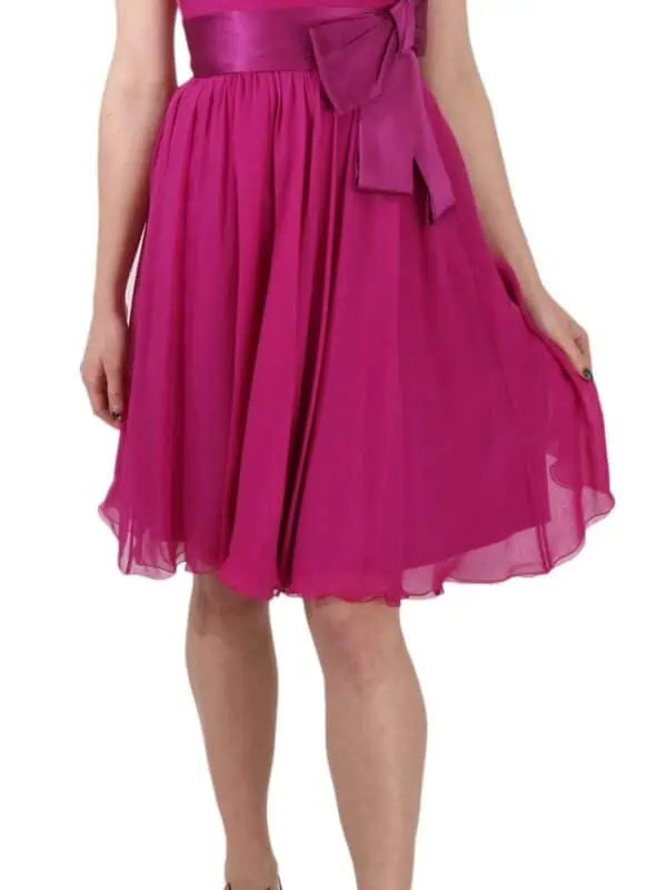 Dolce & Gabbana Fuchsia Pink Bow Silk Sleeveless Dress