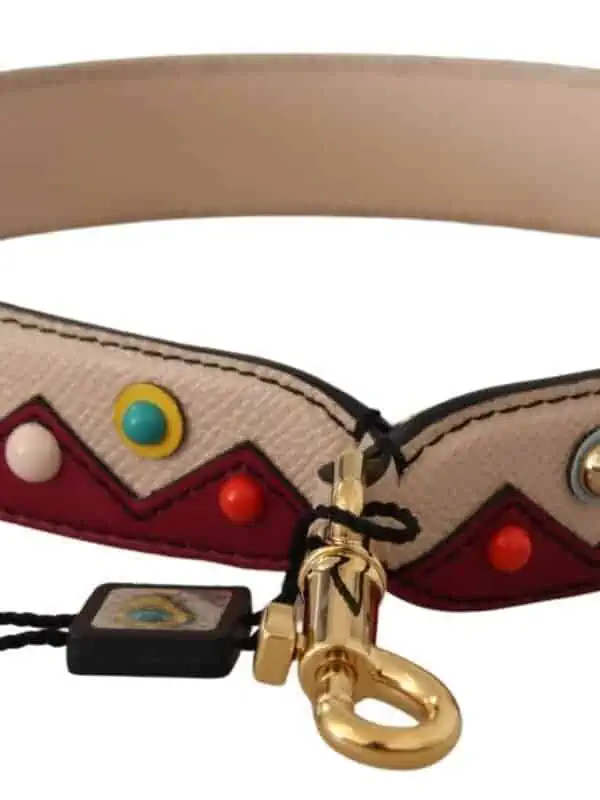 Dolce & Gabbana Beige Red Handbag Accessory Leather Shoulder Strap