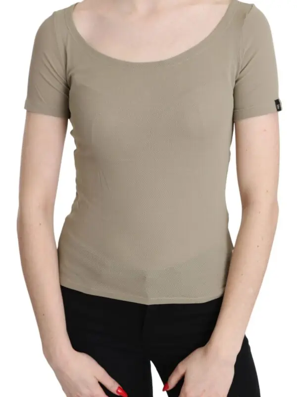 GF Ferre Gray 100% Nylon Short Sleeve Casual Tank Top Blouse