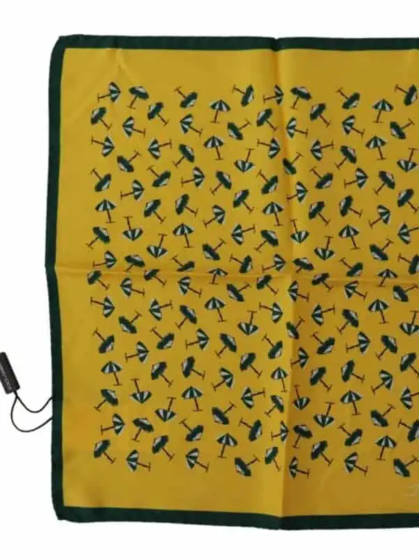 Dolce & Gabbana Yellow Printed DG Logo Square Mens Handkerchief Scarf