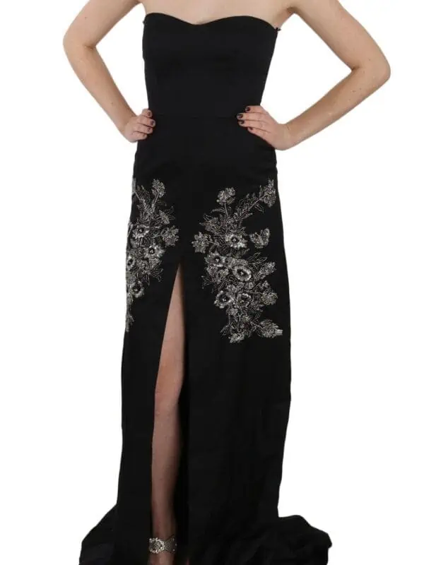 John Richmond Black Sequined Flare Ball Gown Dress