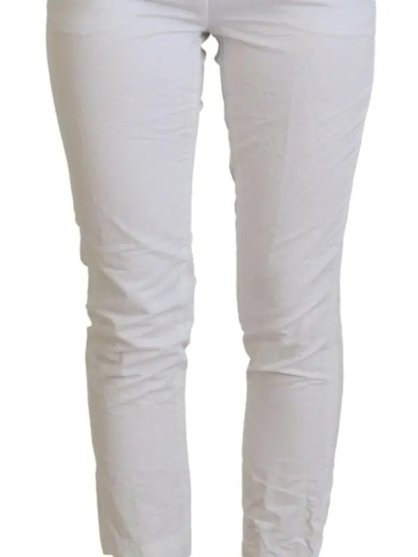 Dondup White High Waist Tapered Women Pants