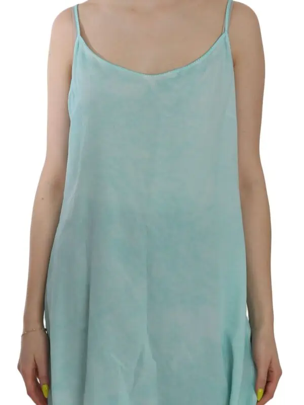 Ermanno Scervino Blue Sleeveless Spaghetti Dress Blouse