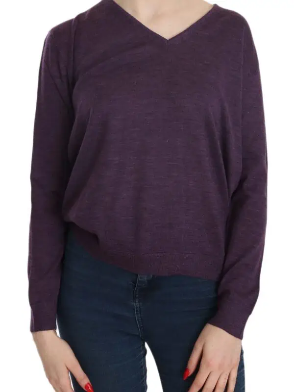 BYBLOS Purple V-neck Long Sleeve Pullover Top