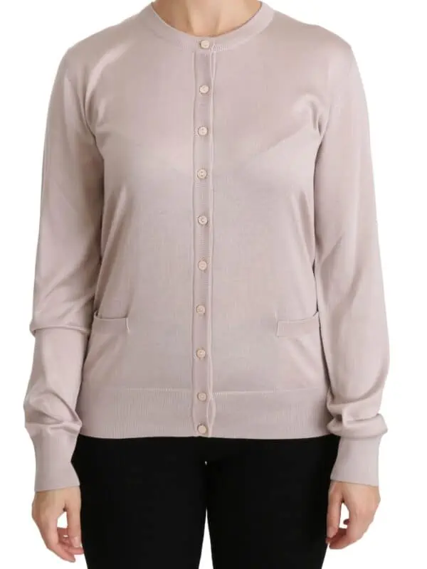 Dolce & Gabbana Silk Pink Long Sleeve Lace Top Sweater