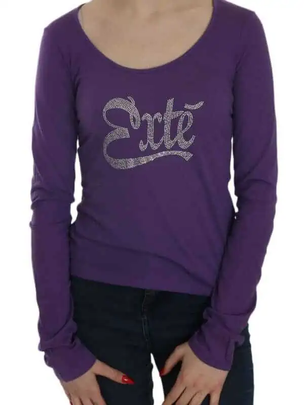 Exte Purple Crystal Embellished Long Sleeve Casual Top