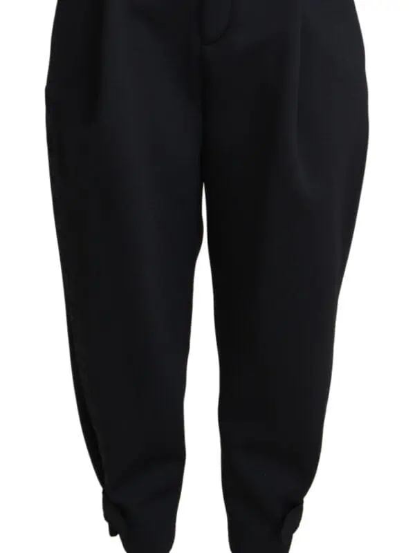 Dolce & Gabbana Black Cropped Dress High Waist Polyester Pants