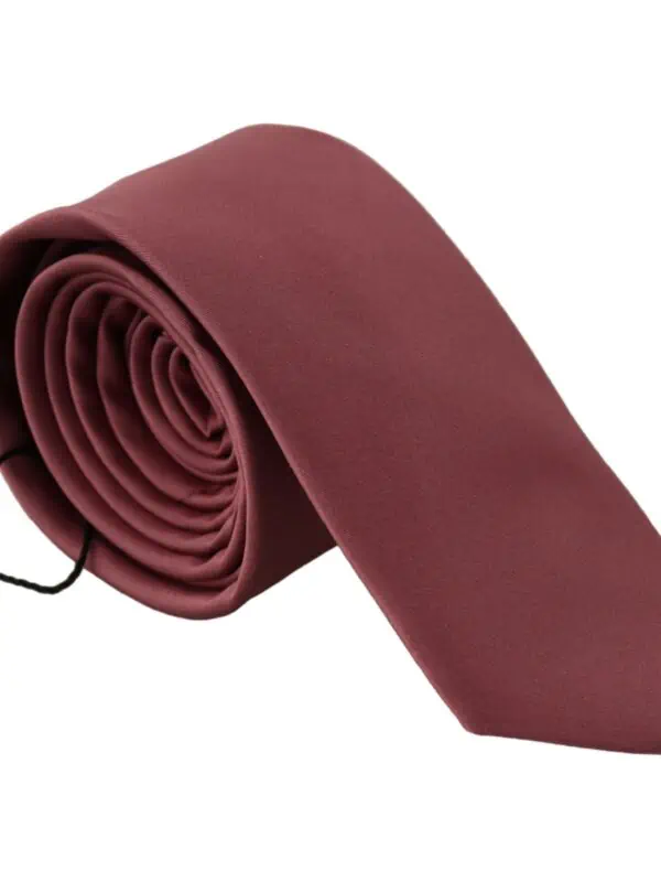 Dolce & Gabbana Pink Solid Print Silk Adjustable Necktie Accessory Tie