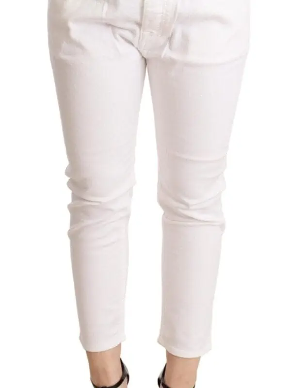 CYCLE White Mid Waist Slim Fit Skinny Cotton Stretch Trouser