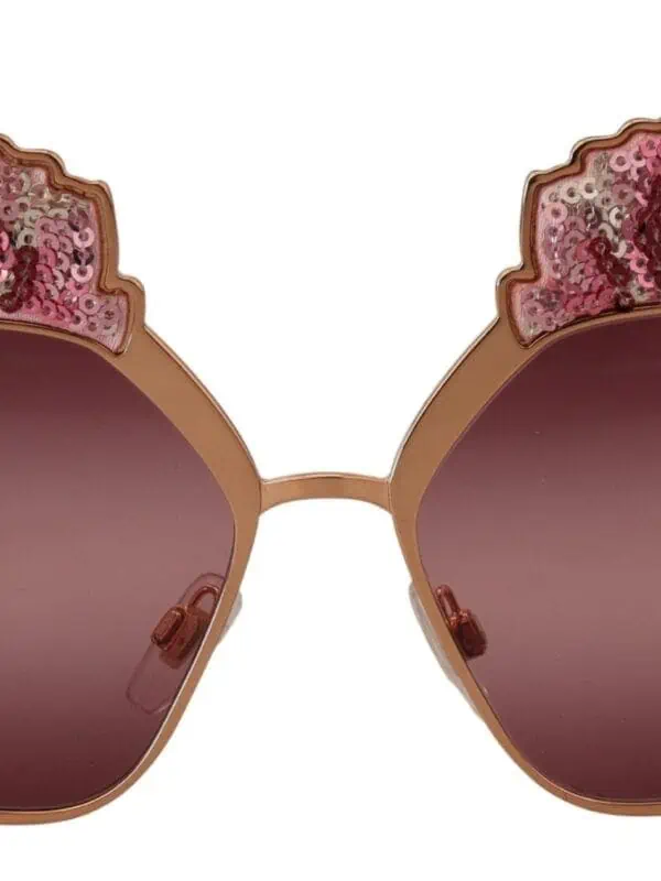 Dolce & Gabbana Pink Gold Rose Sequin Embroidery DG2202 Sunglasses