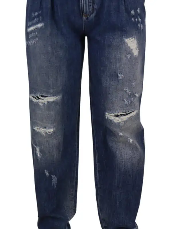 Dolce & Gabbana Blue Washed High Waist Loose Fit Pants