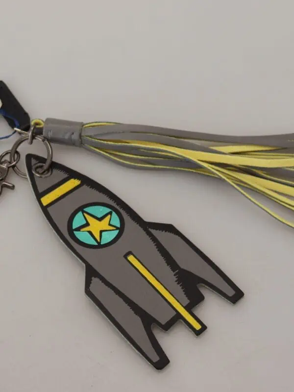 MSGM Multicolor Rocket Ship Silver Tone Metal Keychain