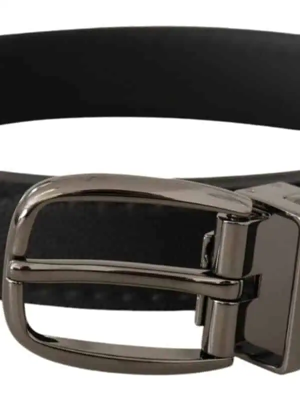 Dolce & Gabbana Black Leather Metal Logo Buckle Belt