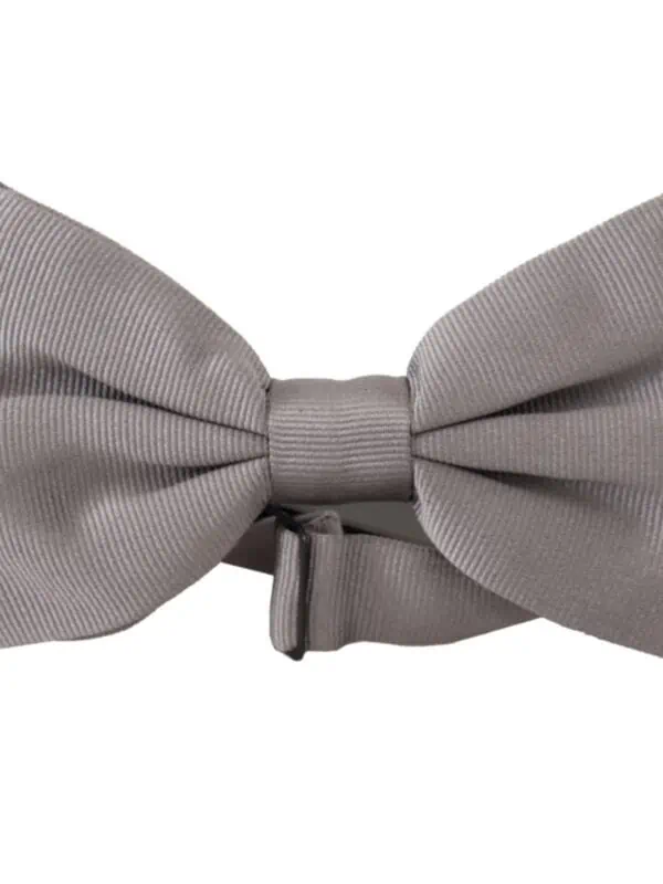Dolce & Gabbana Gray 100% Silk Adjustable Neck Papillon Tie