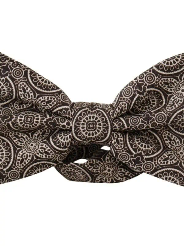 Dolce & Gabbana Black white 100% Silk Adjustable Neck Papillon Tie