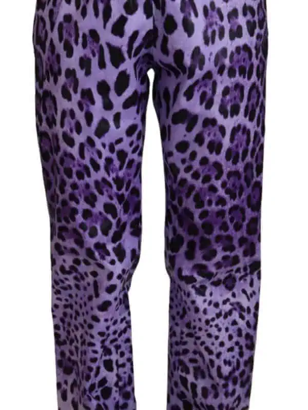 Dolce & Gabbana Purple Leopard Print High Waist Pants