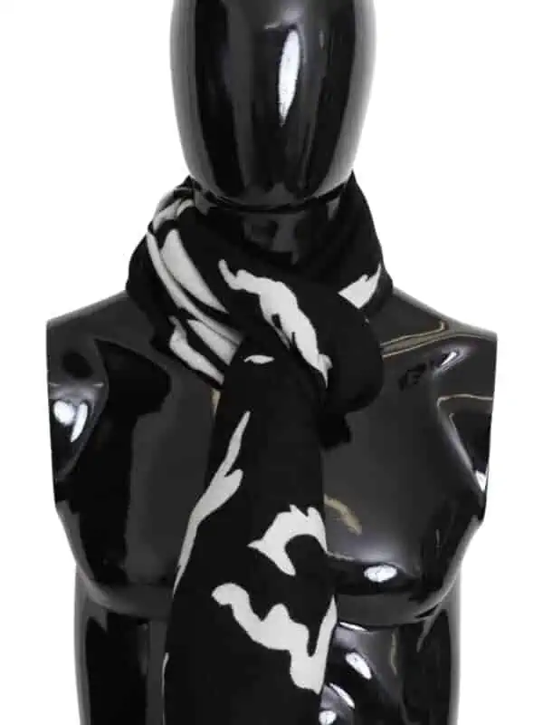 Givenchy Black White Wool Unisex Winter Warm Scarf Wrap Shawl
