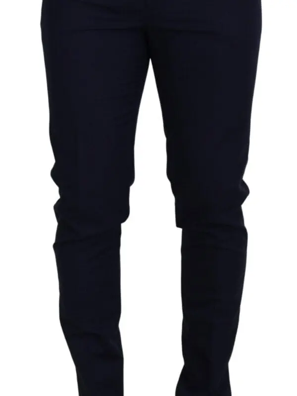 Dolce & Gabbana Blue Linen Cotton Slim Trousers Chinos Pants