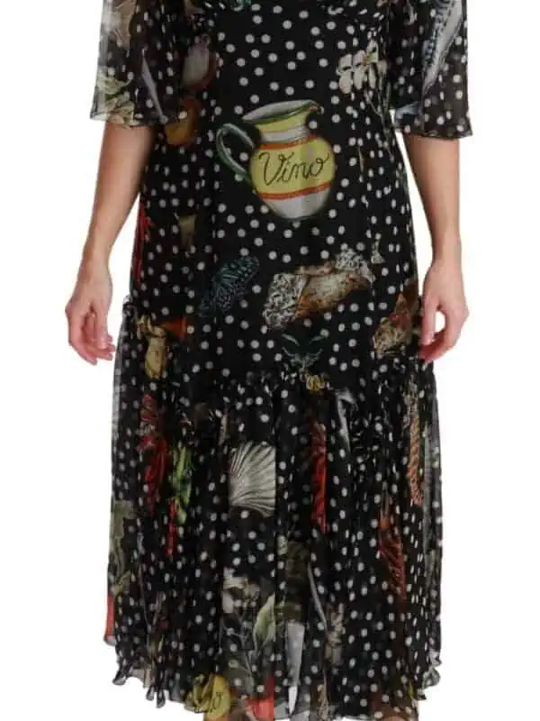 Dolce & Gabbana Black Sea Fish Sicily A-line Shift Dress
