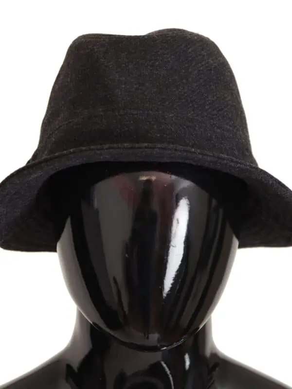 Dolce & Gabbana Gray Virgin Wool Logo Fedora Trilby Cappello Hat
