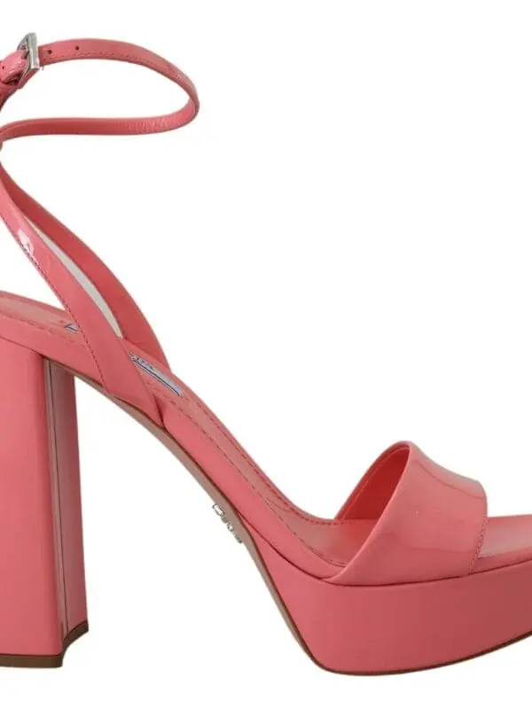 Prada Pink Patent Sandals Ankle Strap Heels Sandal