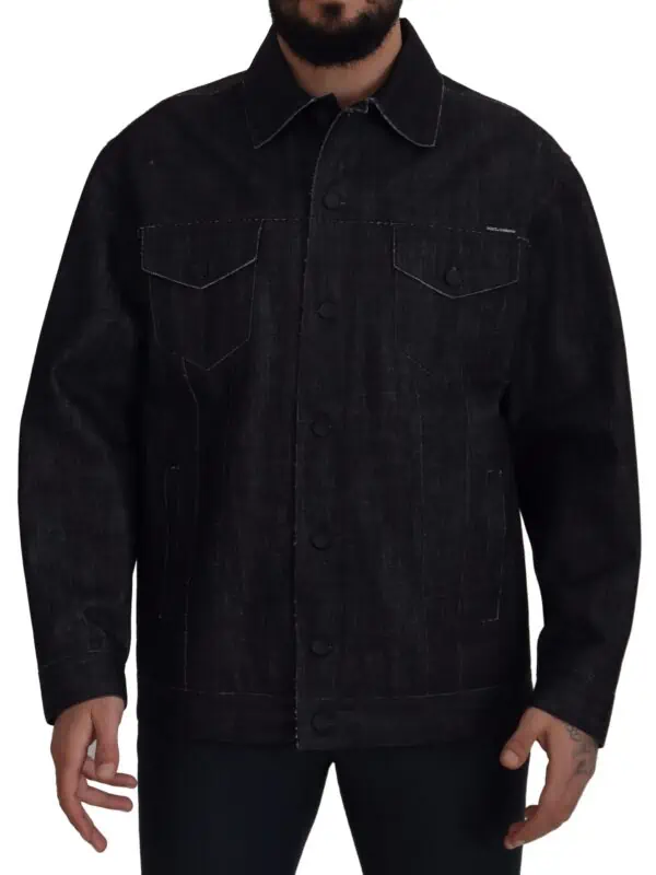 Dolce & Gabbana Black Cotton Full Button Denim Jacket