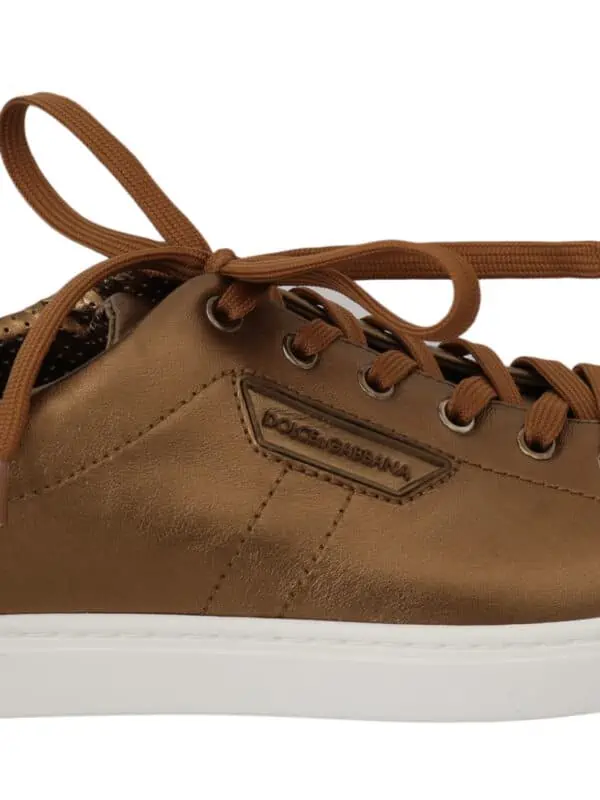 Dolce & Gabbana Gold Leather Mens Casual Sneakers