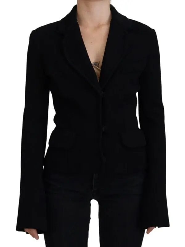 Dolce & Gabbana Black Button Cardigan Blazer Viscose Jacket