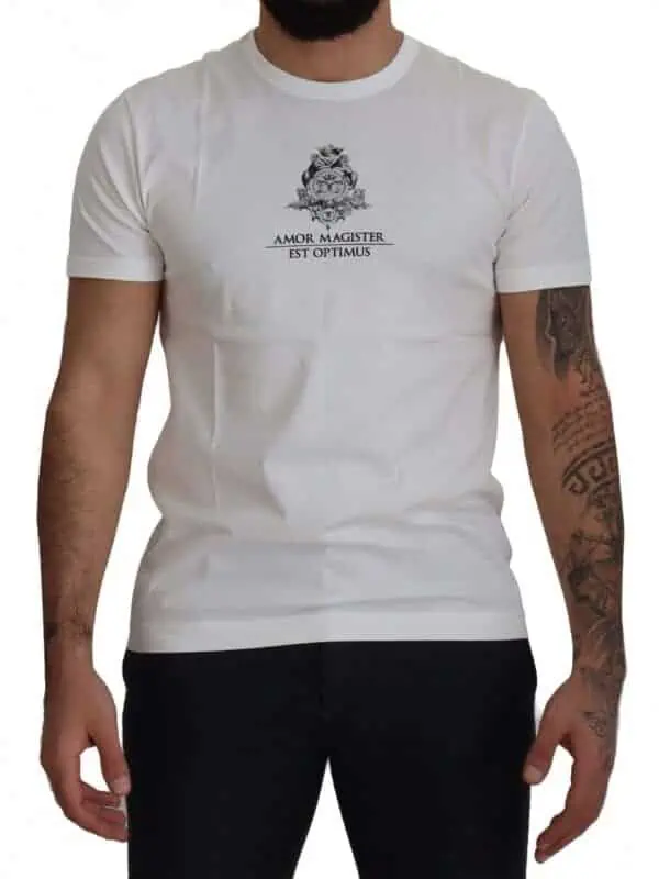 Dolce & Gabbana White Logo Cotton Amor Magister T-shirt