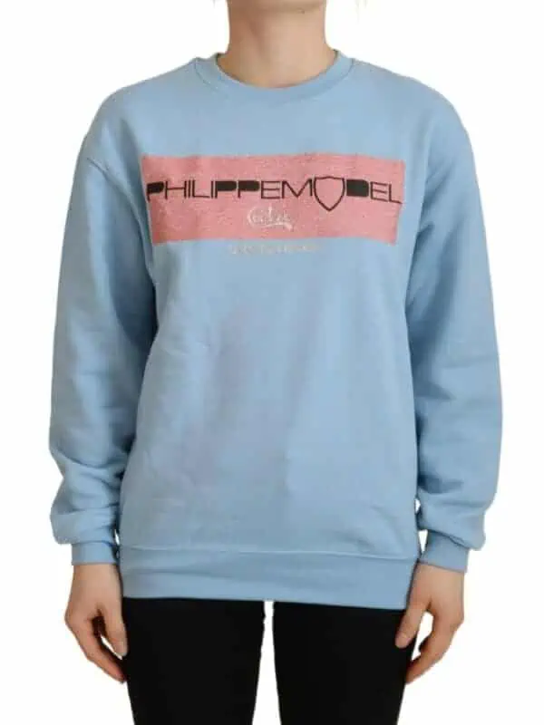 Philippe Model Light Blue Logo Printed Long Sleeves Sweater