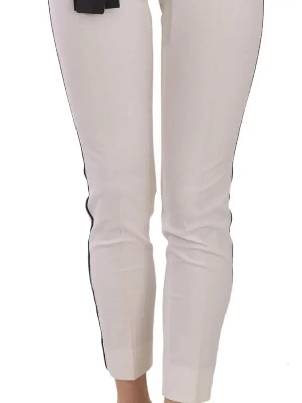 Dolce & Gabbana White Side Stripe Cropped Skinny Pants