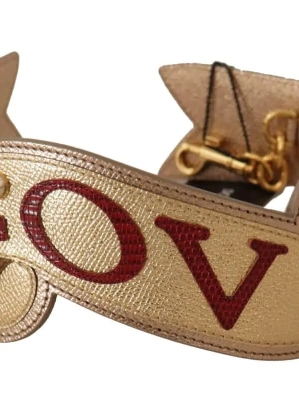 Dolce & Gabbana Gold Leather LOVE Patch Bag Shoulder Strap