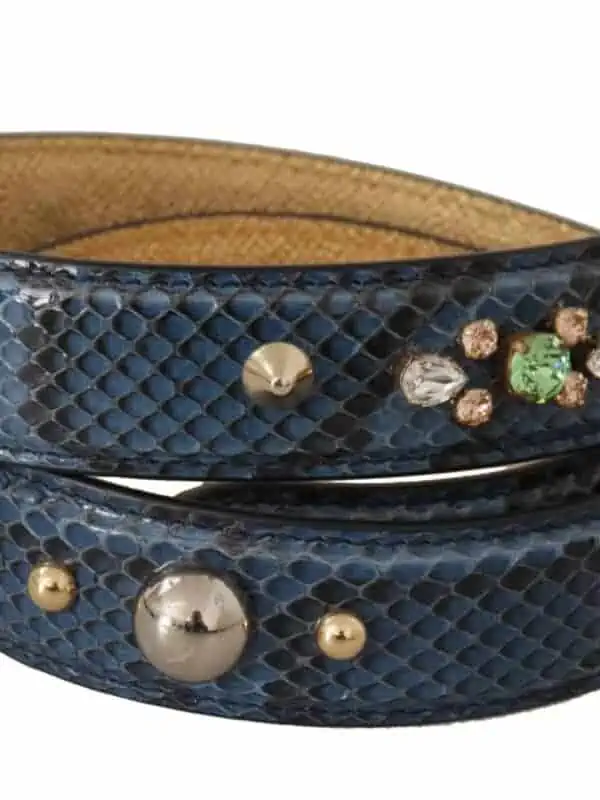Dolce & Gabbana Blue Exotic Leather Crystals Shoulder Strap