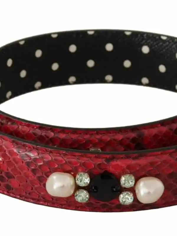 Dolce & Gabbana Red Exotic Leather Crystals Bag Shoulder Strap