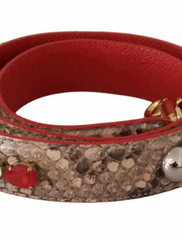 Dolce & Gabbana Brown Python Leather Crystals Shoulder Strap