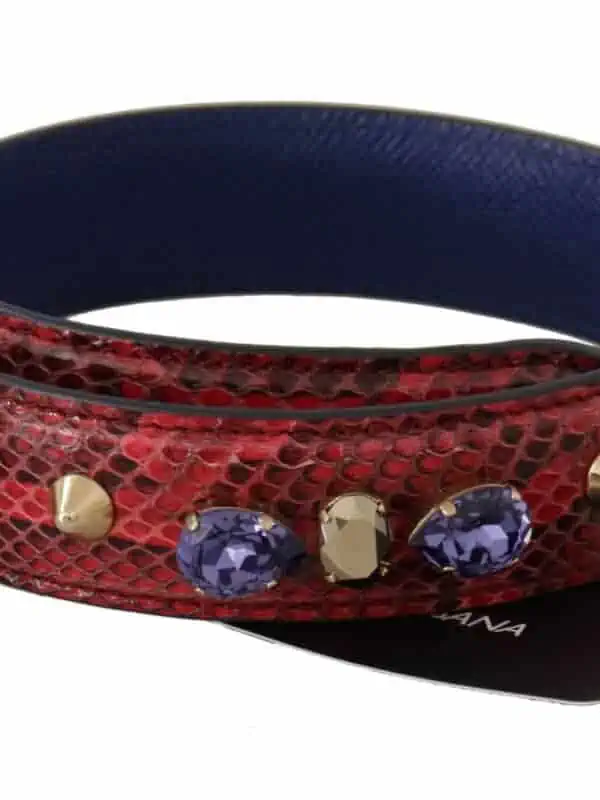 Dolce & Gabbana Red Exotic Leather Crystals Bag Shoulder Strap