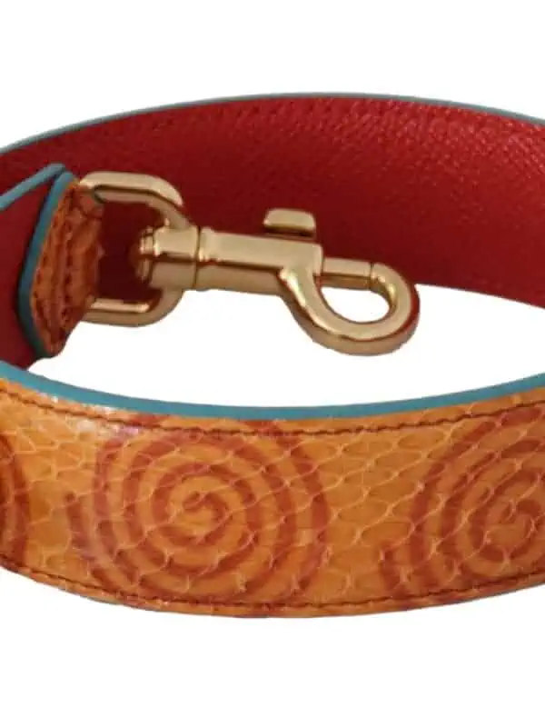 Dolce & Gabbana Orange Leather Swirl Print Bag Shoulder Strap