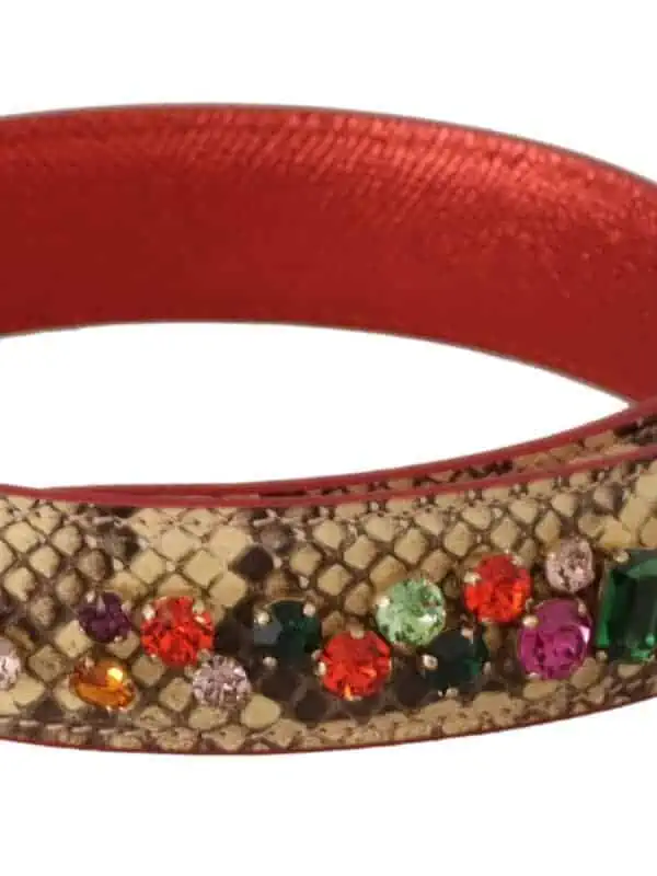 Dolce & Gabbana Beige Exotic Leather Crystals Shoulder Strap