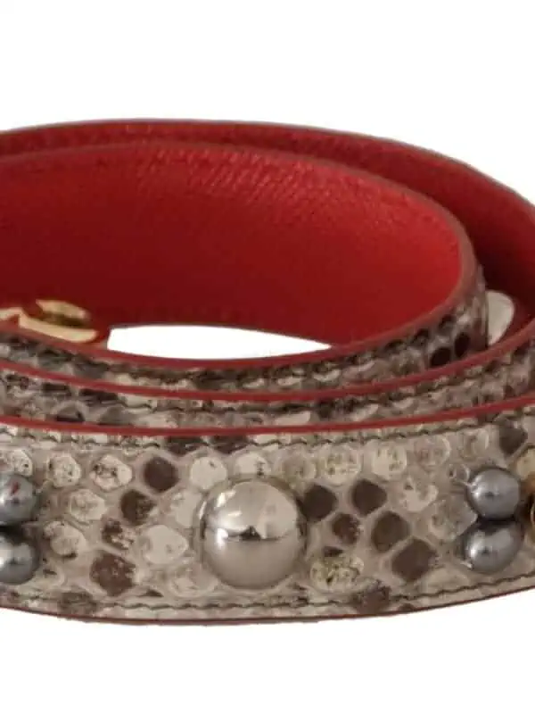 Dolce & Gabbana Beige Exotic Leather Studded Shoulder Strap