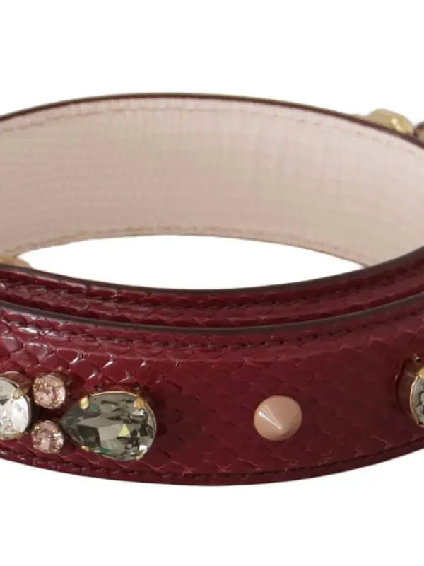 Dolce & Gabbana Bordeaux Leather Crystals Bag Shoulder Strap