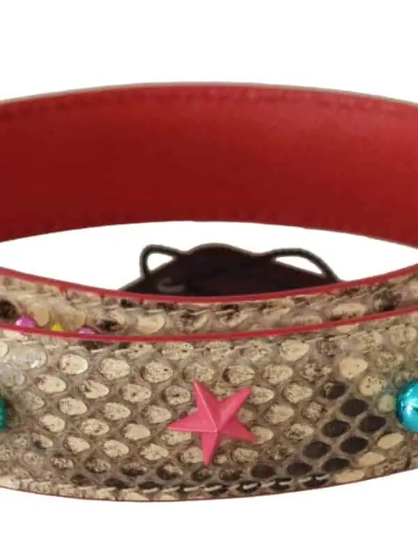 Dolce & Gabbana Beige Python Leather Crystals Shoulder Strap
